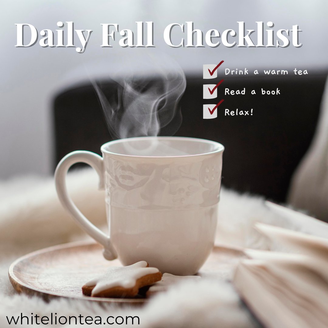 WhiteLionTea's tweet photo. Reminder: Fall is a perfect time for a good book, tea, and relaxation! 

>> https://t.co/5UBUKmfSup

#teatime #selfcare #whiteliontea #womenownedbusiness #tea https://t.co/MpJVTvf4ad