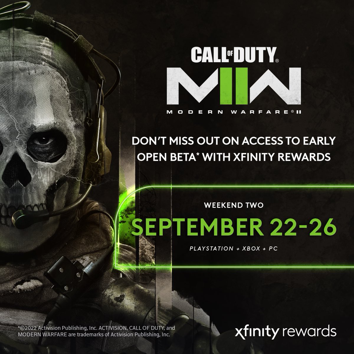 Are you ready for some #MWII? <a href="/Xfinity/">Xfinity</a> has you covered. Go to #XfinityRewards and receive your open beta access code. Sign up is free &amp; easy at Xfinity.com/Rewards #Ad