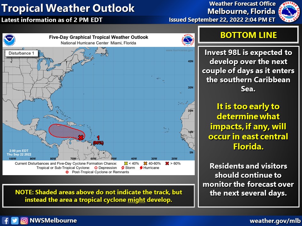 NWS Melbourne on Twitter "The NHC is monitoring Invest 98L for