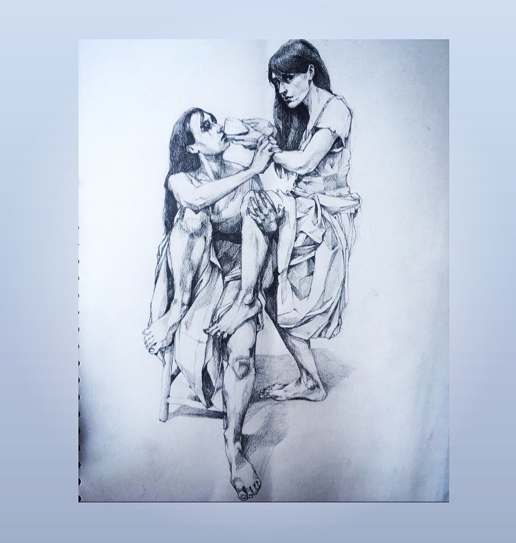 Join us on Sunday on Zoom or in the Studio for Figure, Fabric and Fables with tutor Calvin Richards and model Lea!
£20 —&gt; advance booking only candidartslondon.com/product/figure…

25th September 2-4pm

Drawing: C. Richards
#drawing #lifedrawing #fabric #drawingclass #islington #figuredrawing