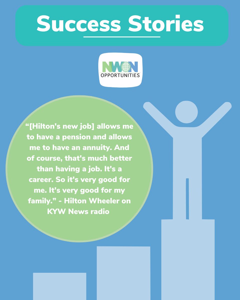 NWONPA's tweet photo. Hilton Wheeler and our CEO, Myra Brown, were on KYW Newsradio in July to discuss Hilton's experience with NWON. Hilton shared how NWON has helped him get into a career that not only has growth opportunities, but also lets him generate a more stable income. https://t.co/vKcH2GCNym