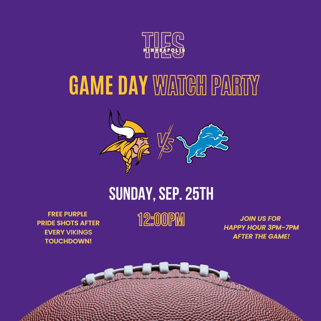 ties_lounge's tweet photo. Alright Vikings...let's try this again. Ties game day is the place to be on Sunday! #skol https://t.co/YfsDnMuEaz