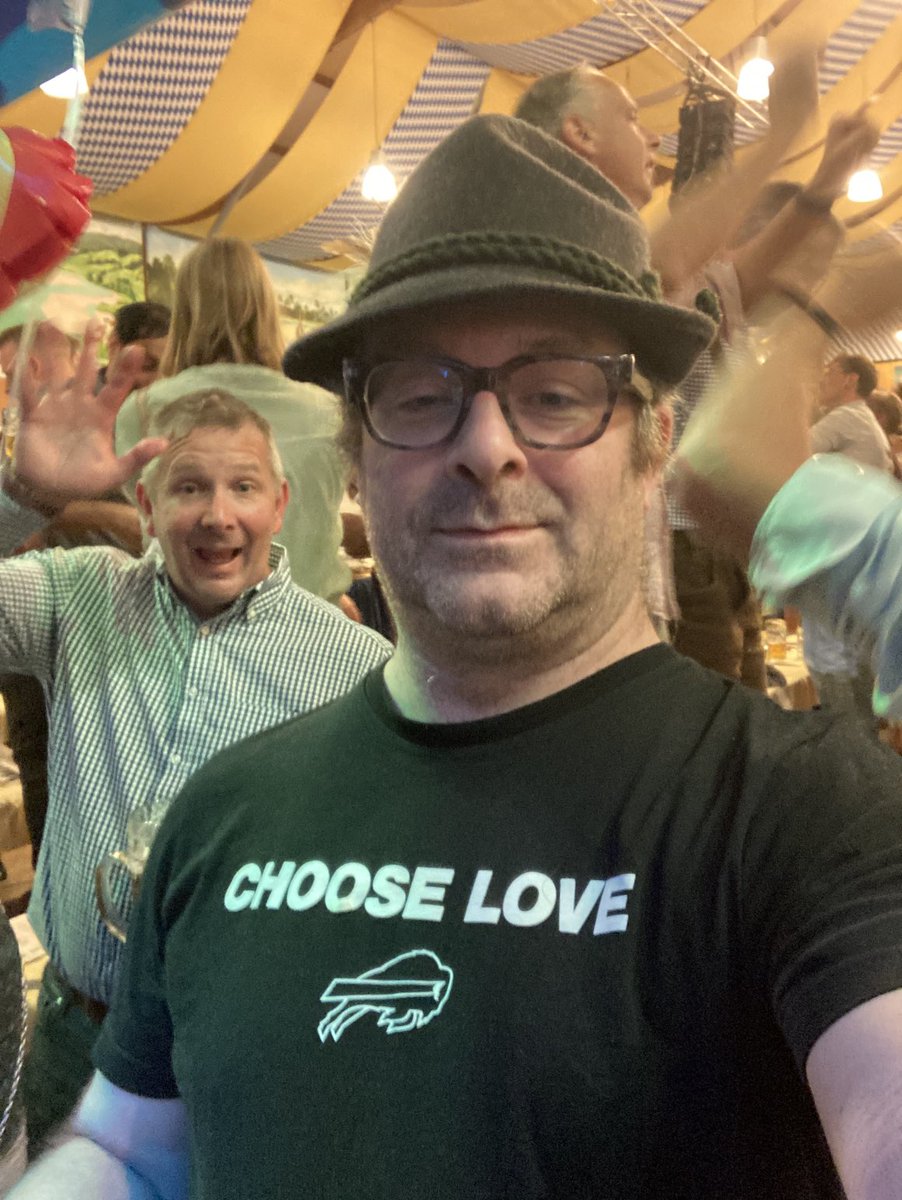 jon_beardsley's tweet photo. Choose love - representing #billsmafia at #oktoberfest #munich - can I get a Go Bills? #buffalobills https://t.co/BfcvCQ5gaG