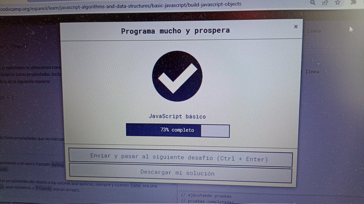 andocodeando's tweet photo. Día 5/100 un día más en el Challengur. Sigo con el curso de JavaScript básico en @freeCodeCamp #100diascodeando #100daysofcode https://t.co/hRXklvrSLx