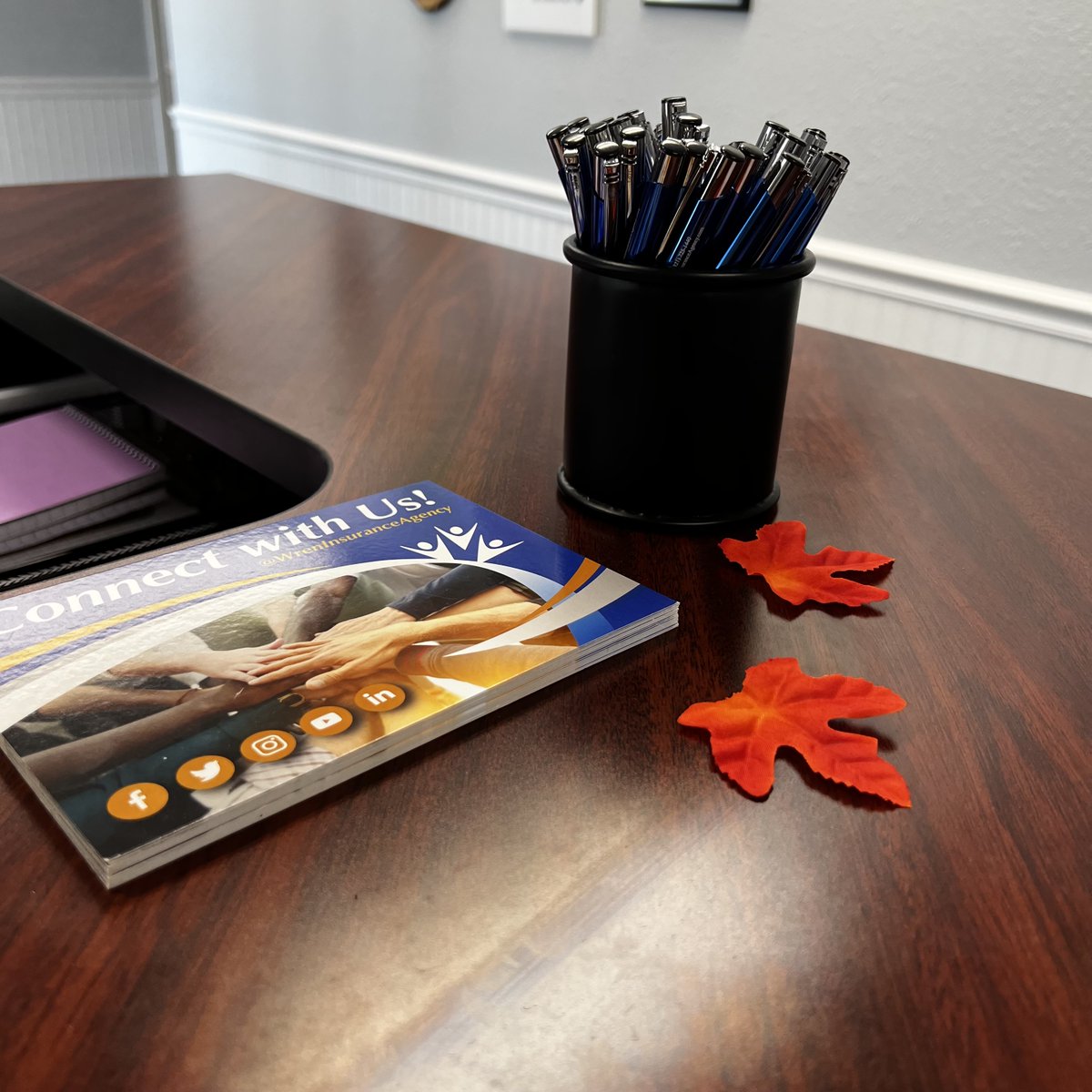 WrenInsurance's tweet photo. It's the first day of fall! 🍂 Even though it still feels like summer outside, we're creating fall vibes inside🍁 https://t.co/5F3Xj8W0eC