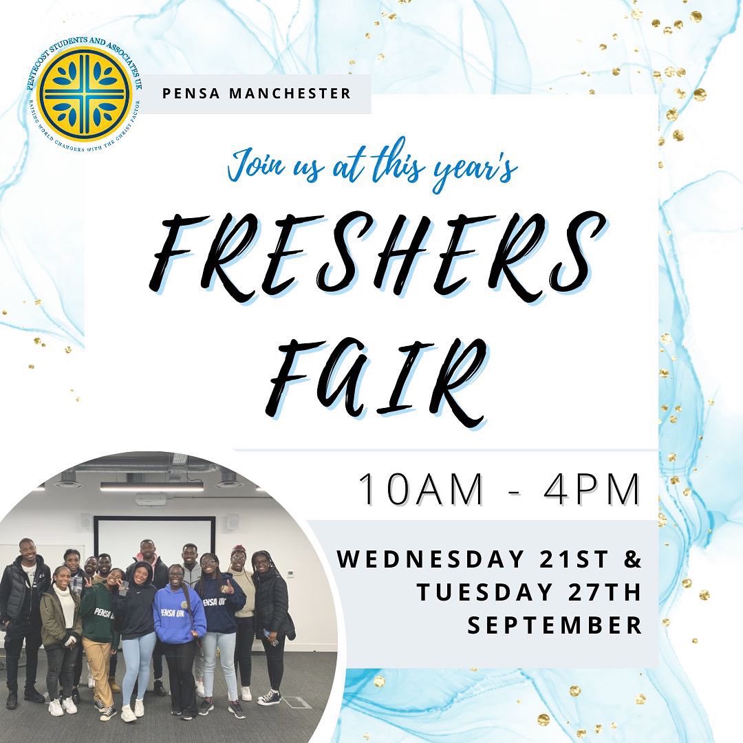 PENSA_MCR's tweet photo. Freshers is here! Join us @TheUnionMMU this coming Tuesday, 27th September for an awesome time together! Come to our PENSA Manchester stall, we look forward to seeing you 🥳🙌🏾 https://t.co/5FfivaIixt