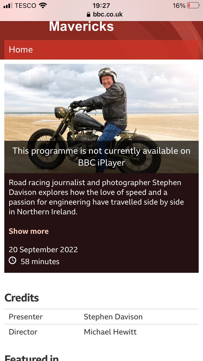 Alans41's tweet photo. @doublebandfilms @sdbikephoto @BBCiPlayer @UlsterScotsAgen @jonathanrea @Official_RRI @BBCnireland @McWill99 @ArmoyRoadRaces @PacemakerPress @bbcnipress @northwest200 @NIScreen Do you know why it isn’t available on iPlayer now ? https://t.co/dV0dK3uGRI