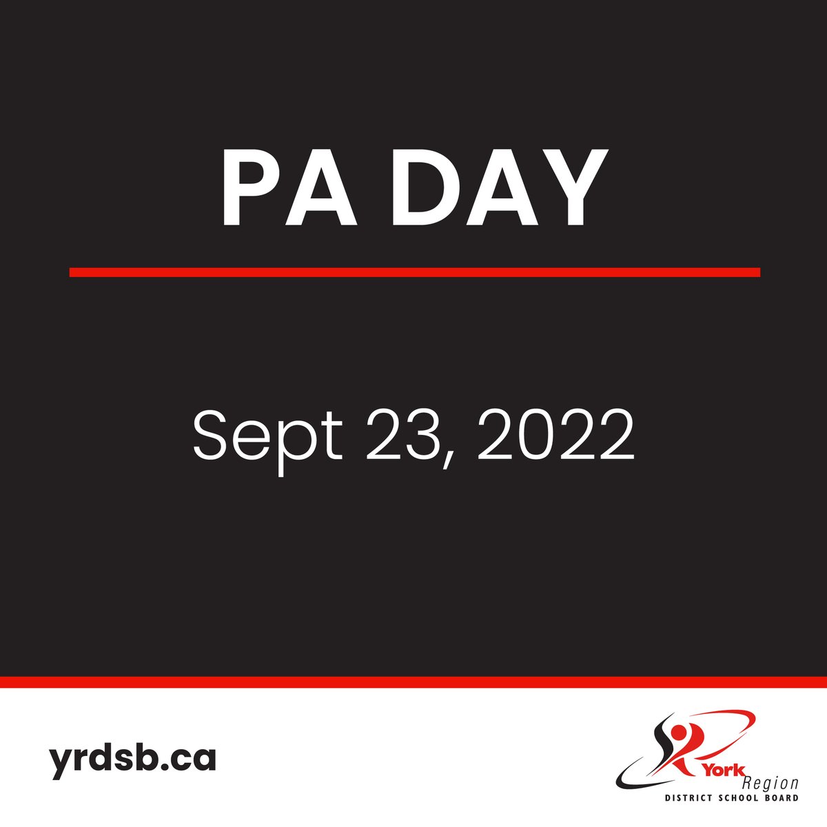 YRDSB's tweet photo. REMINDER - Tomorrow (September 23) is a PA day and you know what that means...3 day weekend!

We hope our students enjoy hitting that snooze button tomorrow! https://t.co/qdHcKXYyI3