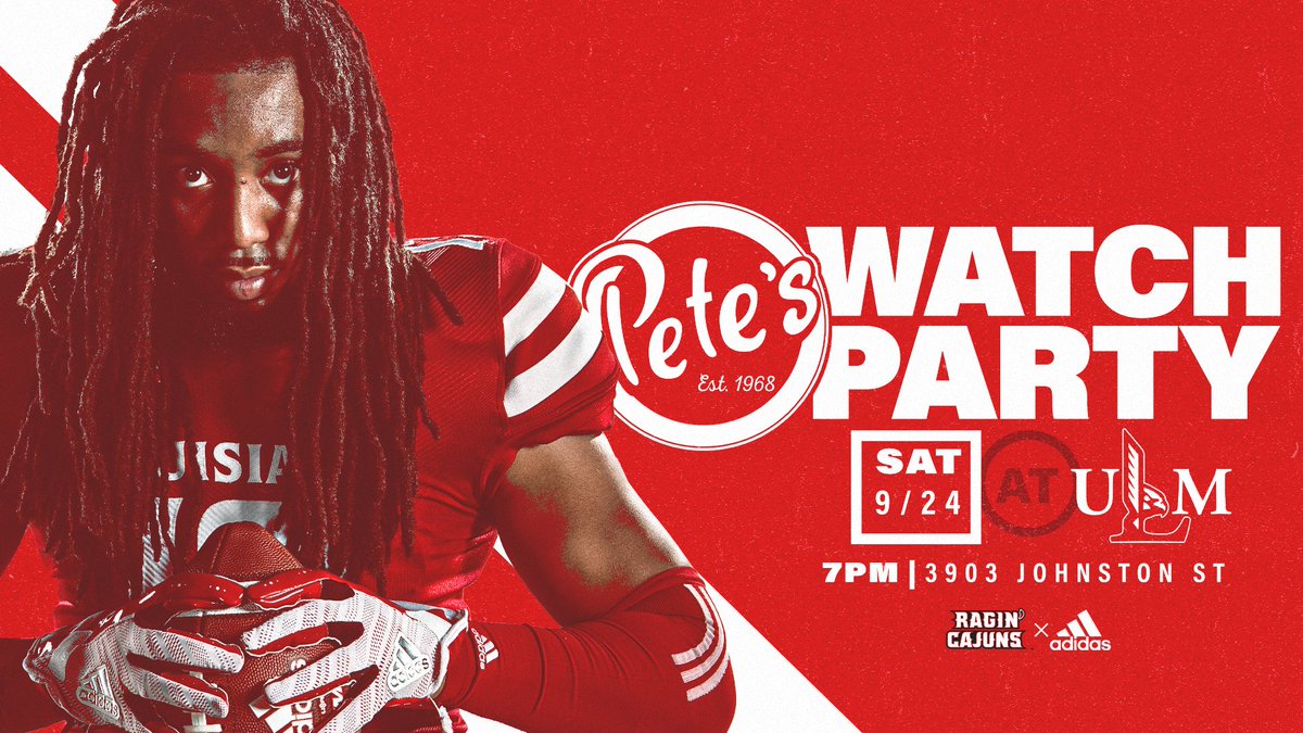 Not traveling to Monroe this weekend?

🏈 Head to <a href="/peteslafayette/">Pete's Lafayette</a> for the Official Watch Party! 

🗓 Saturday, Sept. 24
📍 Pete's on Johnston
⏰ 7 p.m.