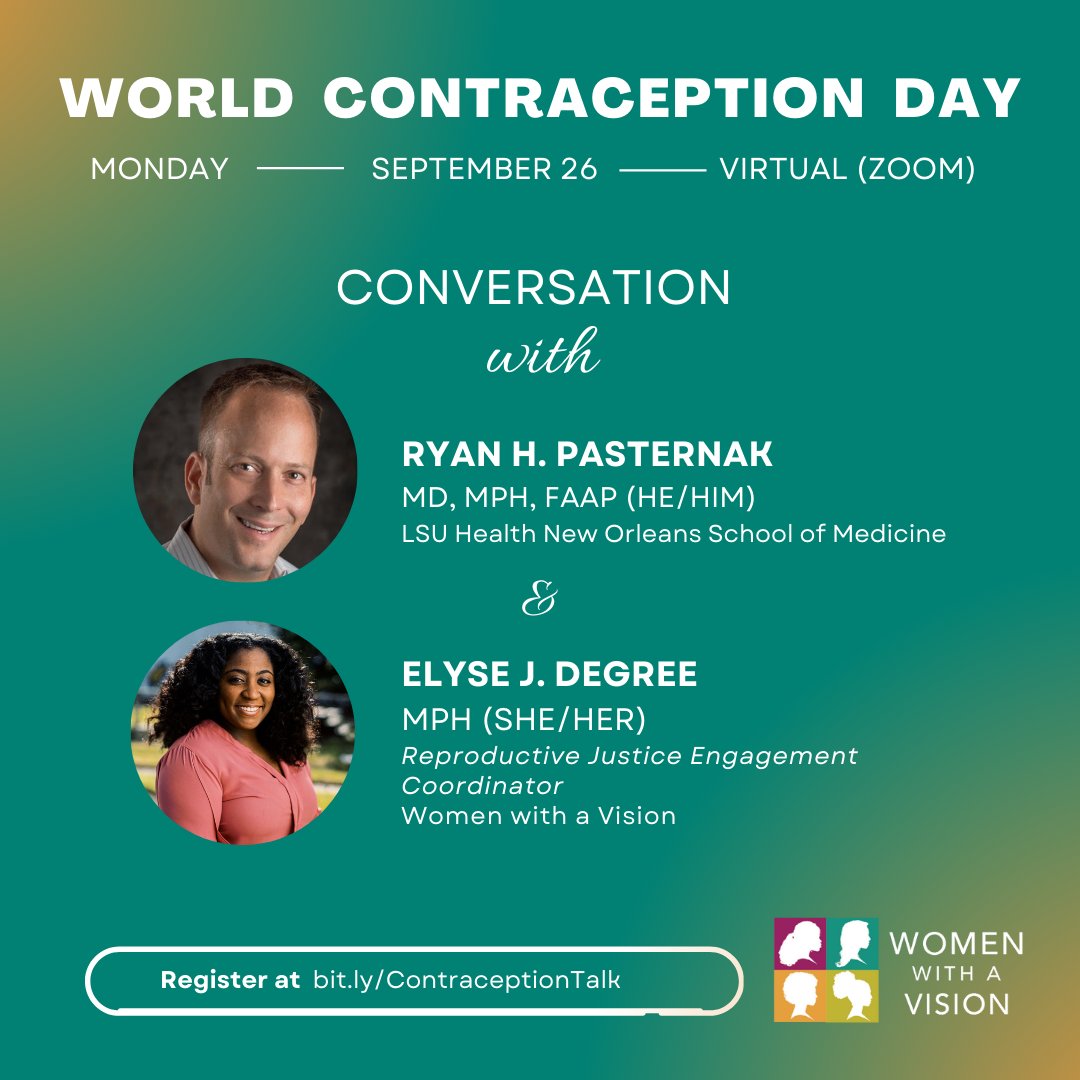 WWAVinc's tweet photo. Join WWAV's Reproductive Justice Engagement Coordinator Elyse Degree & @drryanpasternak of @LSUHealthNO this Monday in celebration of World Contraception Day for a no-bs-all-facts chat about contraception! 12:55 p.m. Register at https://t.co/f4SLXfqG8x https://t.co/XdjcrlJqJa