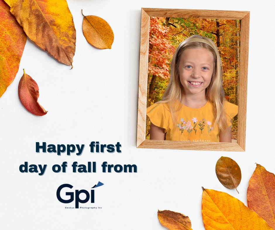 GeskusPhoto's tweet photo. Happy first day of fall from your GPI Team! 🍂 Did you know we have two fall leave background options for your school pictures? Visit https://t.co/yTcarLPsFN to see them and the rest of our background options! https://t.co/Y72Q4Ouhlq