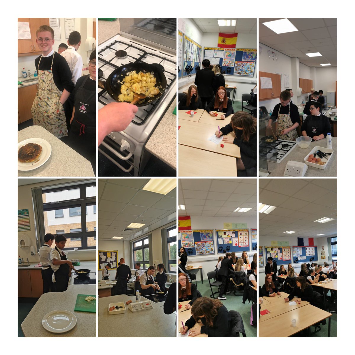 SL_THS_Spanish's tweet photo. Today we celebrated #europeandayoflanguages 🇪🇺 We enjoyed lots of activities such as a music quiz, an escape room, European breakfast, making tortilla española (Spanish omelette), salsa dancing and many delicious treats 🍫🍰 We celebrated all the languages spoken at @SL_TrinityHS https://t.co/jSTyAOUCdv