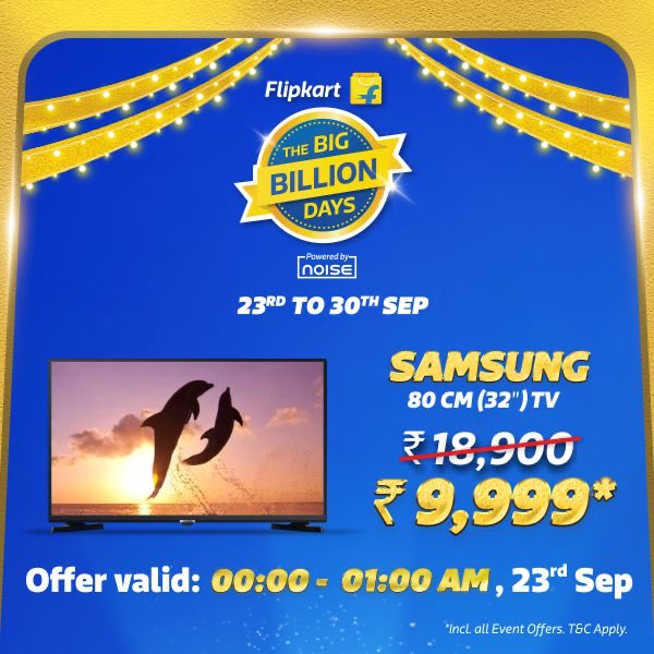 Flipkart's tweet photo. Crazy deal alert!
Only available until 1am. Get yours now!
#FlashSale #FlipkartBigBillionDays 

https://t.co/yDJJIi3vVY https://t.co/ApbH2mQr43