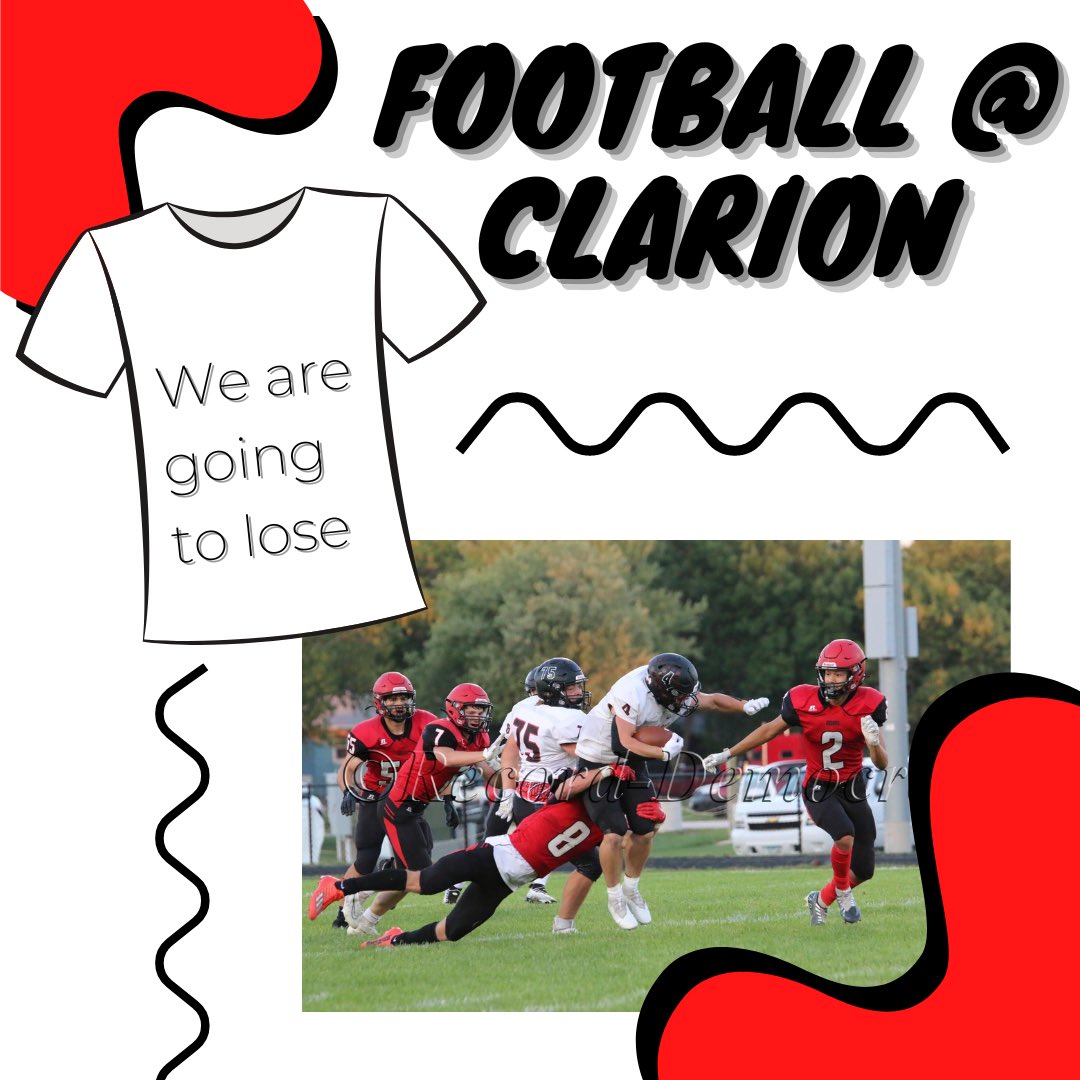 PACTribe's tweet photo. 🏈FOOTBALL GAME🏈

🔴⚫️🔴⚫️🔴⚫️🔴⚫️🔴⚫️🔴⚫️🔴

VS. CGD
📍 Clarion
⏰ 7:00 

THEME: ⚪️(appropriate)WHITE LIES⚪️ https://t.co/nvZbF9R7HK