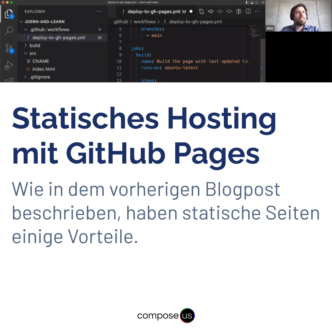 Wie in dem vorherigen Blogpost beschrieben, haben statische Seiten einige Vorteile. In diesem Artikel wird beschrieben, wie eine statische Seite mit GitHub ausgeliefert wird und wie Inhalte aus "dynamischen" Quellen genutzt werden.

compose.us/post/statische…