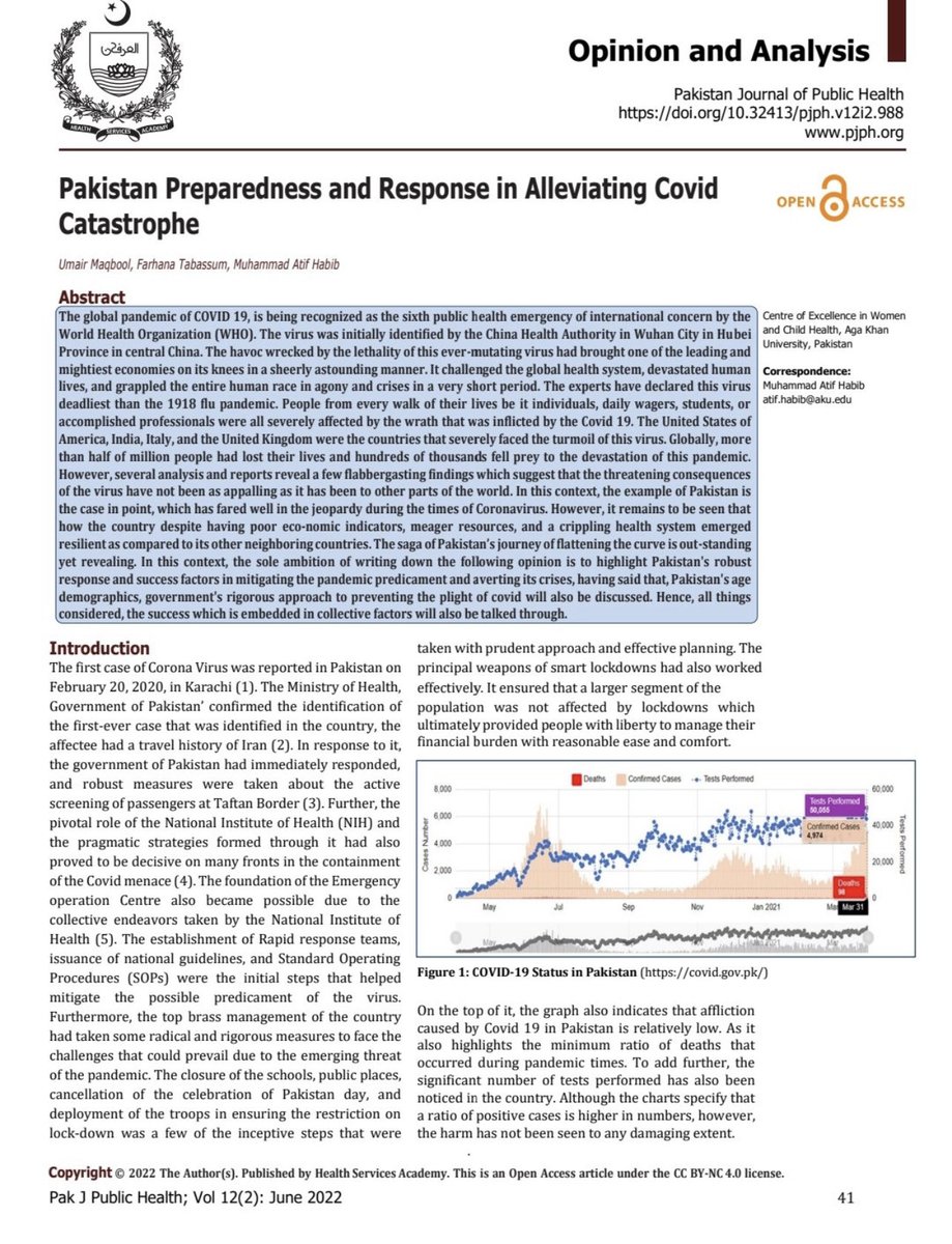 Our opinion on Pakistan preparedness and response in alleviating Covid Catastrophe has been recently published in Pakistan Journal of Public Health.