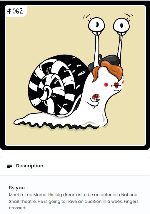 anness_acc's tweet photo. Mime Marco - n. 62 - MINTED

#NFT  #NFTCommunity #NFTCollection #nftcollectors #NewNFT #nftart #collection #Ethereum #OpenSeaNFT  #opensea #OpenSeaCollection #OpenSeaPolygon #sold https://t.co/xLwvZ41N41