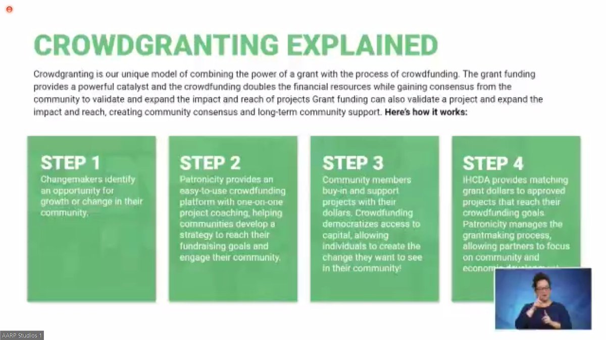 AARPLivable's tweet photo. When @Patronicity and @IHCDA partnered together to create the #creatINgPlaces initiative, they tapped over 42,000 donors to activate unused and vacant space all over #Indiana through an innovative approach called #Crowdgranting to do placemaking projects. @AARPIndiana https://t.co/WFCqh3iZeP
