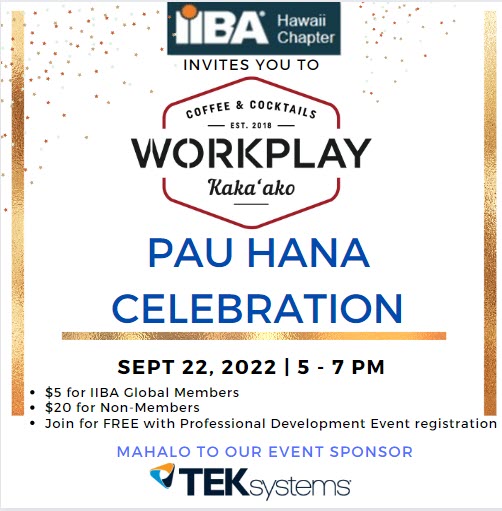 See you there?! Join us for in-person pau hana celebration today at WORKPLAY, 5-7 pm. RSVP at ow.ly/BGsH50KQBNA
