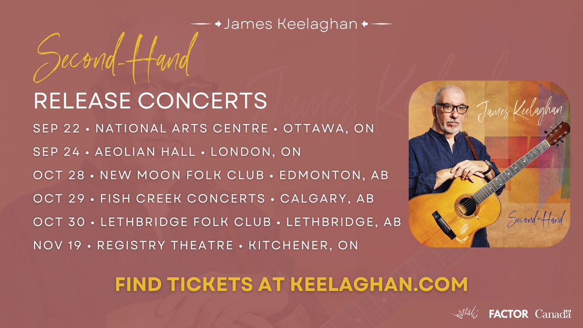 CanadianBeats1's tweet photo. Award-winning singer-songwriter @jimmykeelo's new album, SECOND-HAND was released on September 16 on Borealis Records. To support the record, James is performing a series of album release shows in Ontario and Alberta, beginning September 22nd at the National Arts Centre in Ottawa https://t.co/4iLJcY6hh1