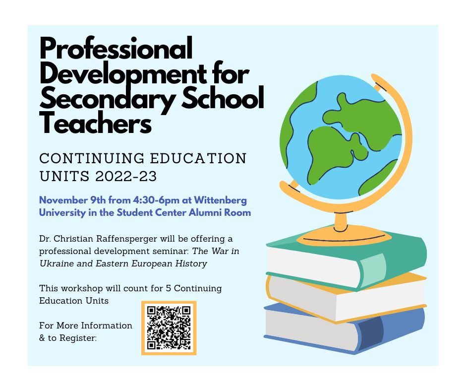 WittHumanities's tweet photo. For Fall 2022, Dr. Christian Raffensperger will be offering a professional development seminar on the history of Ukraine and the current Ukraine war. 
For more information and to register: https://t.co/IyAjzjQA8G https://t.co/yA5K3fbV0i