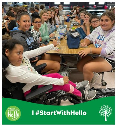 Mrs. Barrette's Peer Pals class eating lunch together! #StartWithHelloWeek #GoBroncos #KindnessMatters