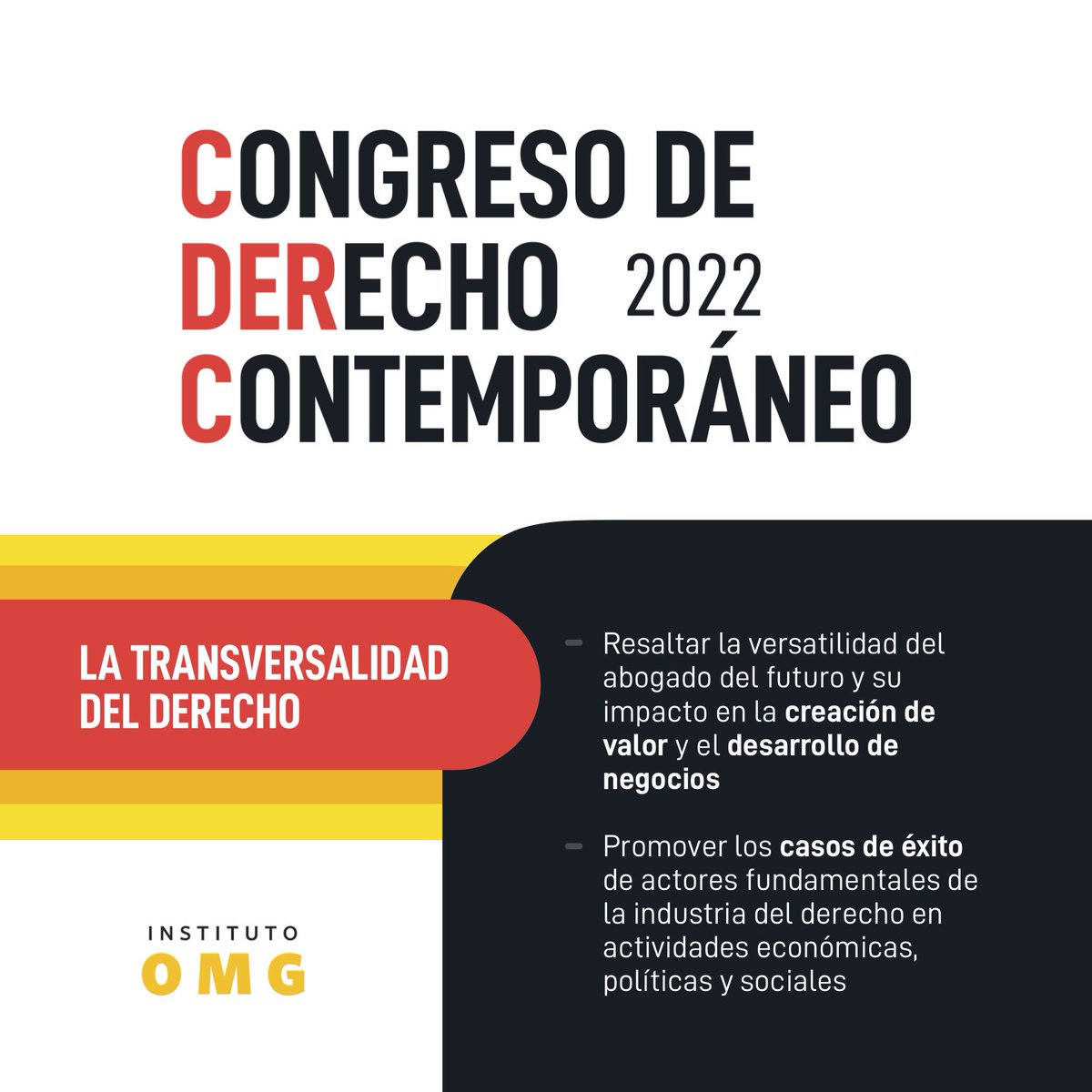 InstitutoOMG's tweet photo. Un enfoque multifacético guiará la discusión de la primera edición del Congreso de Derecho Contemporáneo -CDERC-.

#CDERC #Derecho #DerechoContemporáneo #InstitutoOMG #IOMG https://t.co/mR0RrBnvwm