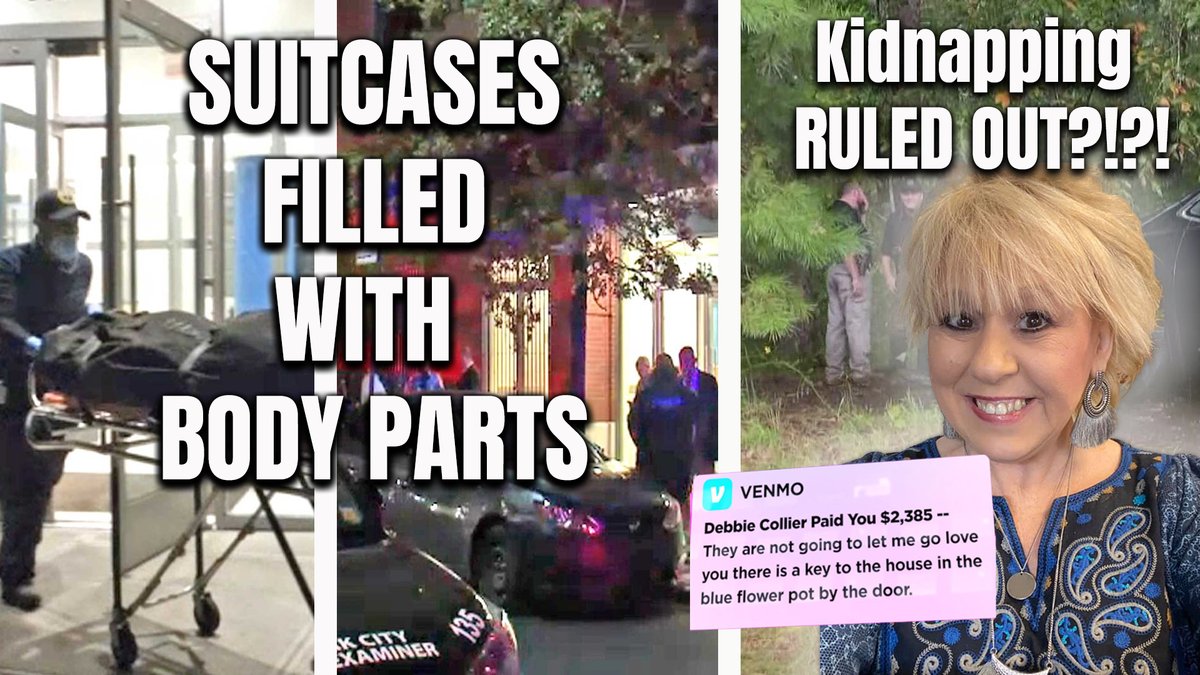 DarknessExposed's tweet photo. 💥💥LIVE @ 1pm ET 💥💥

DISMEMBERED body found in SUITCASES 

Georgia Mom, Deborah "Debbie" Collier found burned, naked, clutching a tree. Kidnapping RULED OUT?!?!?
#BREAKING #Trending #Brooklyn #Cypresshills #DebbieCollier #Share 

‼️🔵LIVE LINK🔵‼️
https://t.co/ouAaAqo2p1 https://t.co/qU5TW85H5x