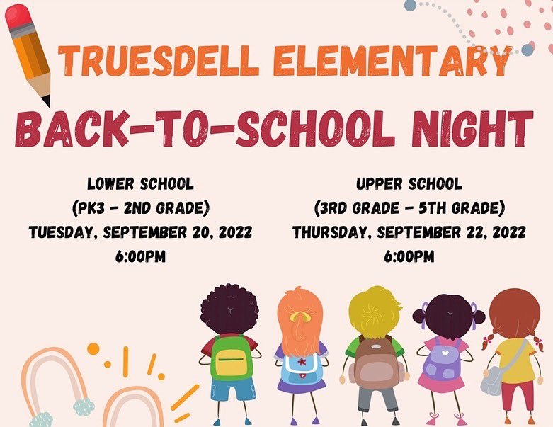 TruesdellEC's tweet photo. Join us tonight for 2-5 grade back to school night starting at 6pm. https://t.co/OHgITg4bih