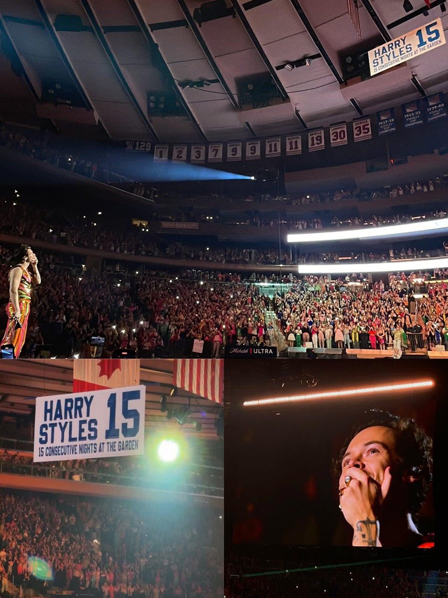 thegoldenpau's tweet photo. En Madison Square Garden acaban de colgar este banner para Harry porque ha hecho sold out en 15 shows consecutivos y aquí en Colombia lo quieren meter en UN PARQUEADERO??? 
#HarryAlCampín https://t.co/SHuoS7UYtr