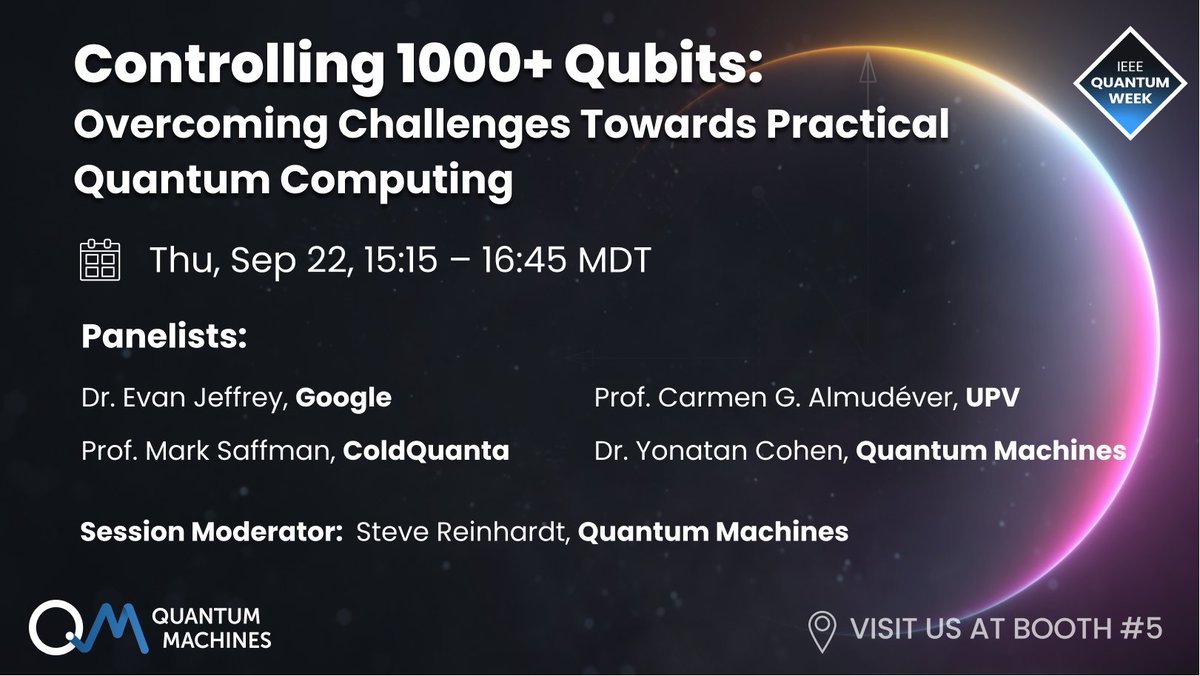 QuantumQM's tweet photo. 🧠 Be sure to add this panel to your #QCE22 schedule: at 3:15 PM today!

🔮 Join us as we address some crucial questions on #quantumcontrol optimization and scale-up and get a glimpse of its future on the road to practical #quantum computing.

@IEEEQuantumWeek @IEEEQuantum https://t.co/IOWDOftMNo