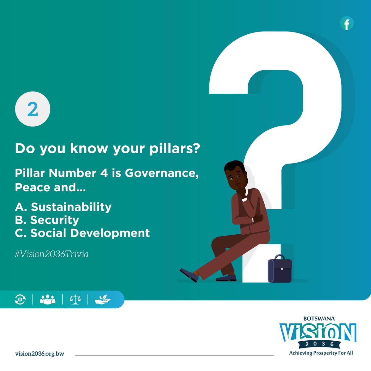 BWVision2036's tweet photo. Stand a chance to win exciting branded merchandize when you play the Vision 2036 trivia game. Polish up on your knowledge and get playing.

#Vision2036
#ReGatetsePele https://t.co/cH8LC0ak8n