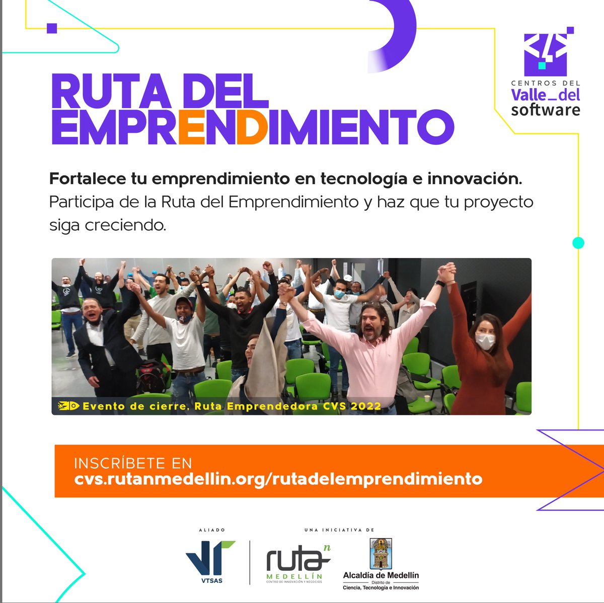 VTSAS's tweet photo. ¡Si tu propósito es crear empresa esta oportunidad es para ti! 
Participa de la #RutadelEmprendimiento en donde te ayudaremos en la materialización, crecimiento y formalización de tu idea de negocio. 
Inscríbete en https://t.co/RVRCoiTEsf 
@AlcaldiadeMed @Ruta_N https://t.co/LeZLy9dXWR