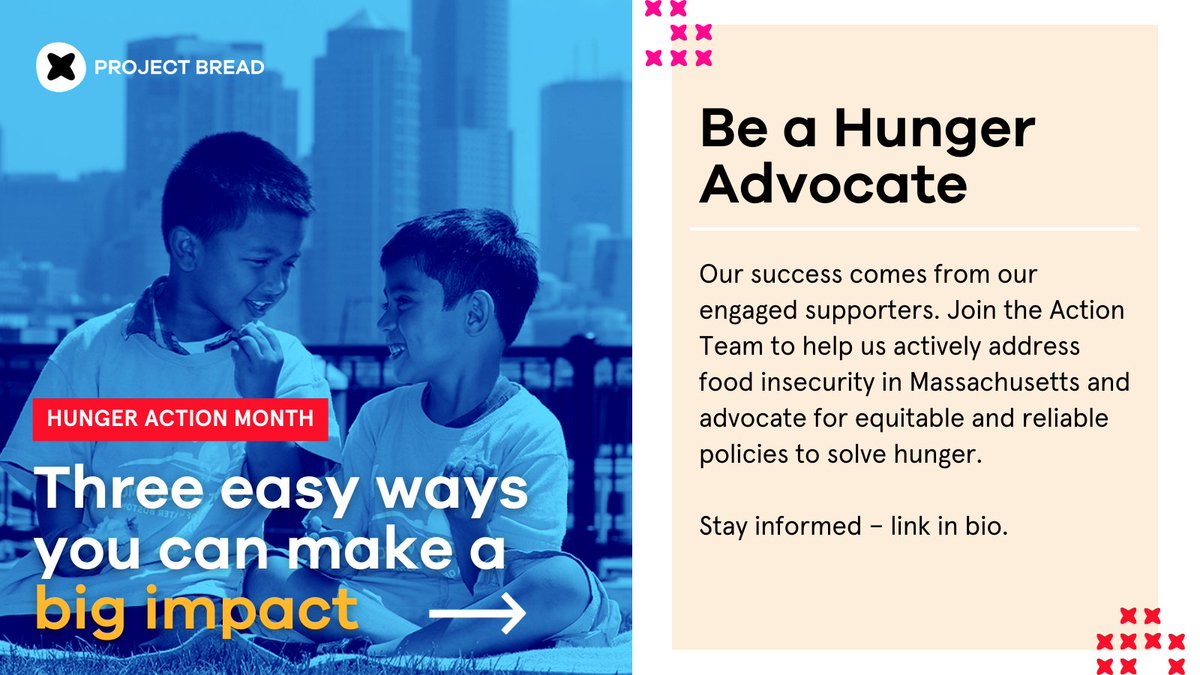 projectbread's tweet photo. This #HungerActionMonth, join the fight to end hunger in MA! Here are 3 easy ways you can make a BIG impact:
โ Join our action team: https://t.co/SyWmZMiIrx
โ๏ธ Register to vote #MAVotesAgainstHunger
๐ Support our work by donating: https://t.co/dc3o3Dvk4I https://t.co/NkJEW7jzuX