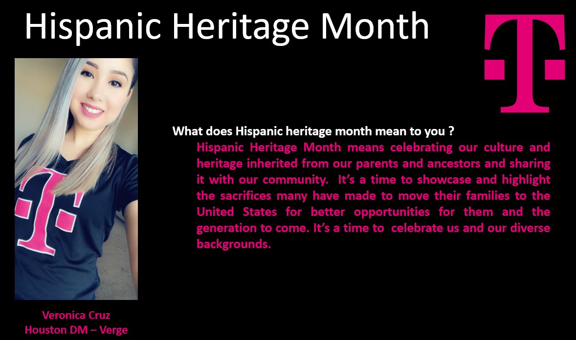 Houston TPR would like to highlight <a href="/VergeMobileTPR/">Verge Mobile</a> DM Veronica for sharing what Hispanic Heritage Month means to her!! <a href="/OdieRetail/">Odie A</a> <a href="/DBofVerge/">DBofVerge</a> <a href="/cjgreentx/">Chris Green</a> <a href="/TracyNolan_/">Tracy E. Nolan</a>