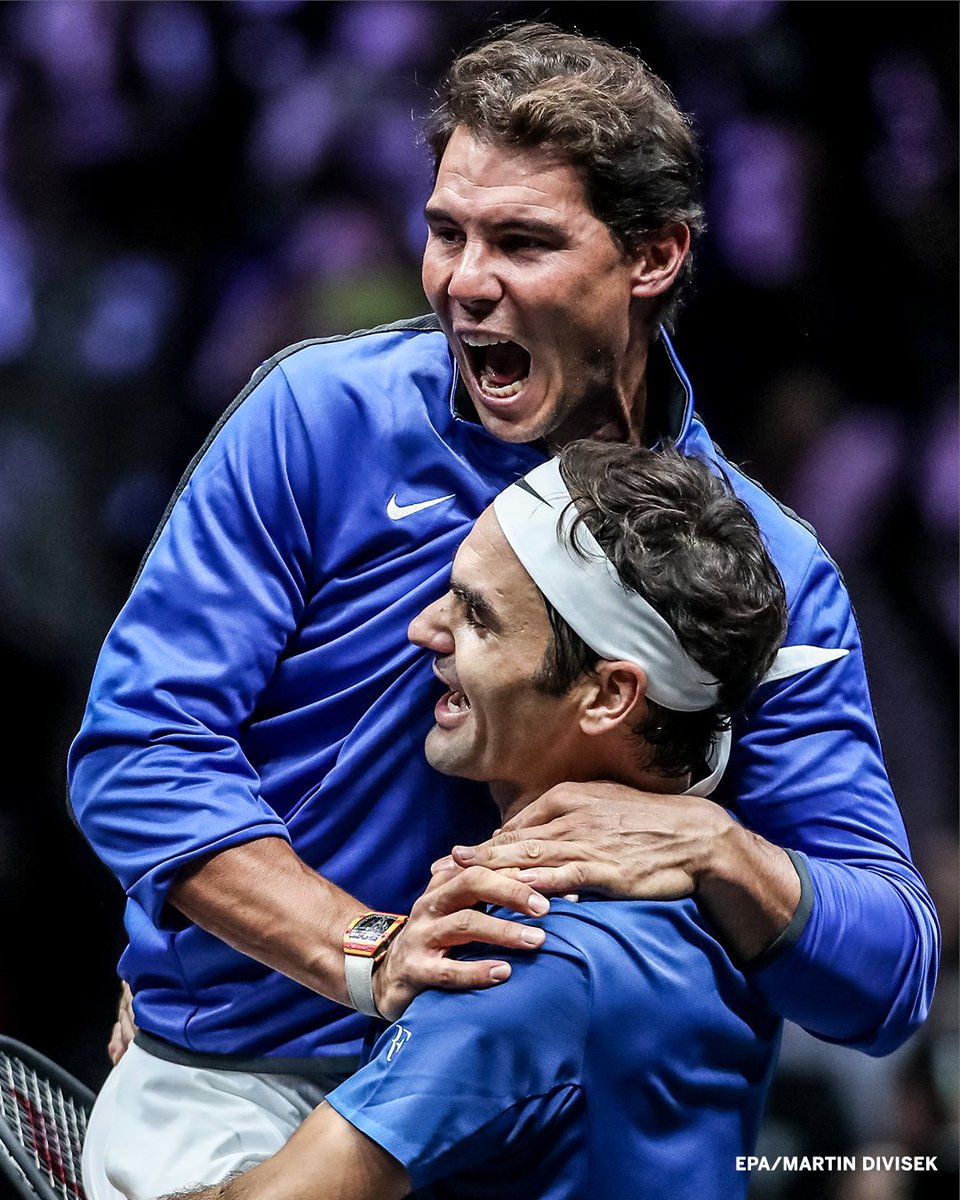 SportsCenter's tweet photo. Roger Federer will partner with Rafael Nadal when he plays the final professional match of his career at the Laver Cup in London on Friday.

The two tennis greats will face Frances Tiafoe and Jack Sock for Team World. https://t.co/9xArBaN6MB