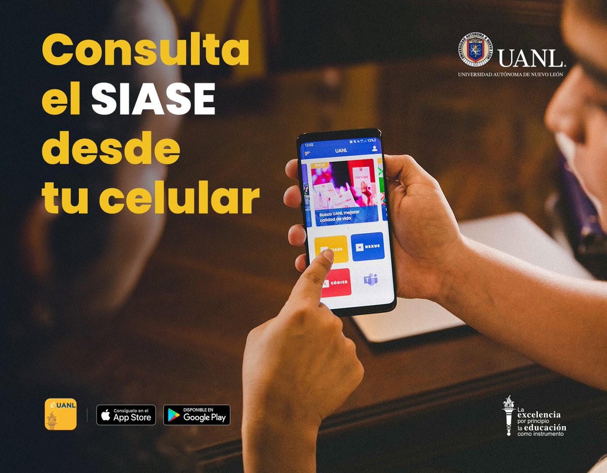 uanl's tweet image. ¡Ahora puedes consultar tu #SIASE directo en tu celular con la nueva app e-UANL! Disponible para Android y iOS: bit.ly/e-UANL
