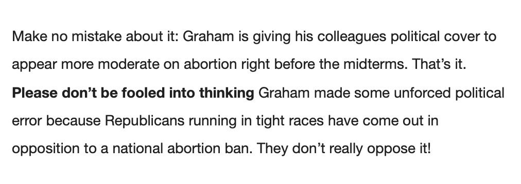 RewireNewsGroup's tweet photo. #InYourInbox this morning: @Hegemommy calls out the #GrahamBan (and our #VillainOfTheWeek Sen. @LindseyGrahamSC) for what it is—a piece of political theatre. https://t.co/rWGxwujJAt