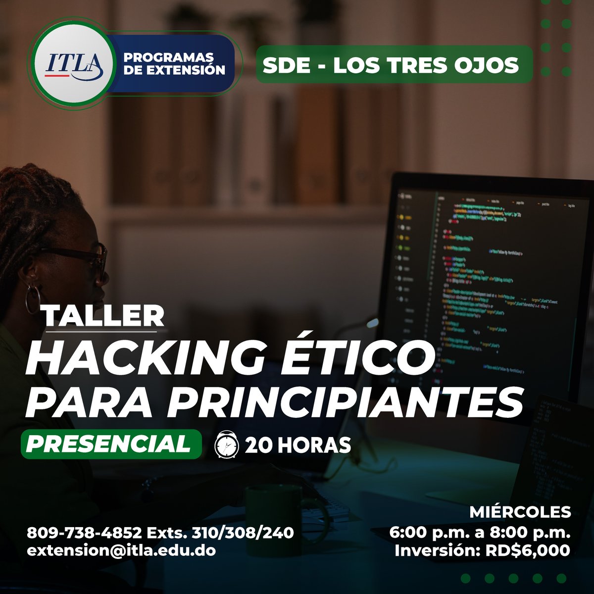 ITLARD's tweet image. ¡Cursos y Diplomados PRESENCIALES!, 😍 en nuestra Extensión Santo Domingo Este (Los Tres Ojos). ​
​
⏪ Desliza para conocer todas las capacitaciones disponibles. ​
Inscripciones abiertas hasta MAÑANA 23 de septiembre. 😎