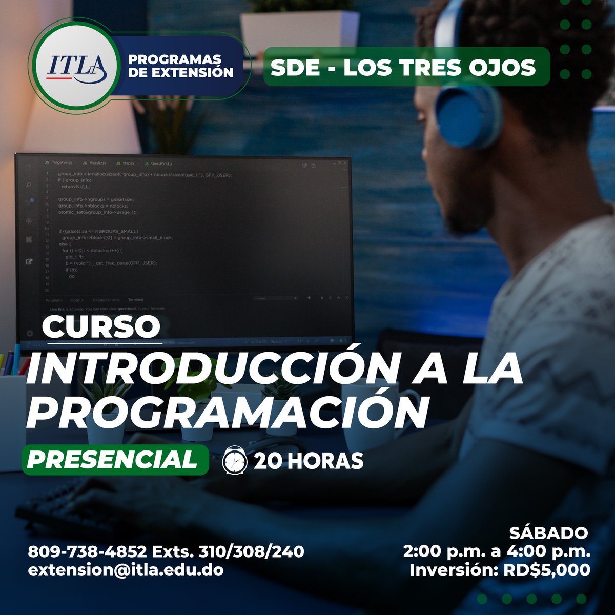 ITLARD's tweet image. ¡Cursos y Diplomados PRESENCIALES!, 😍 en nuestra Extensión Santo Domingo Este (Los Tres Ojos). ​
​
⏪ Desliza para conocer todas las capacitaciones disponibles. ​
Inscripciones abiertas hasta MAÑANA 23 de septiembre. 😎