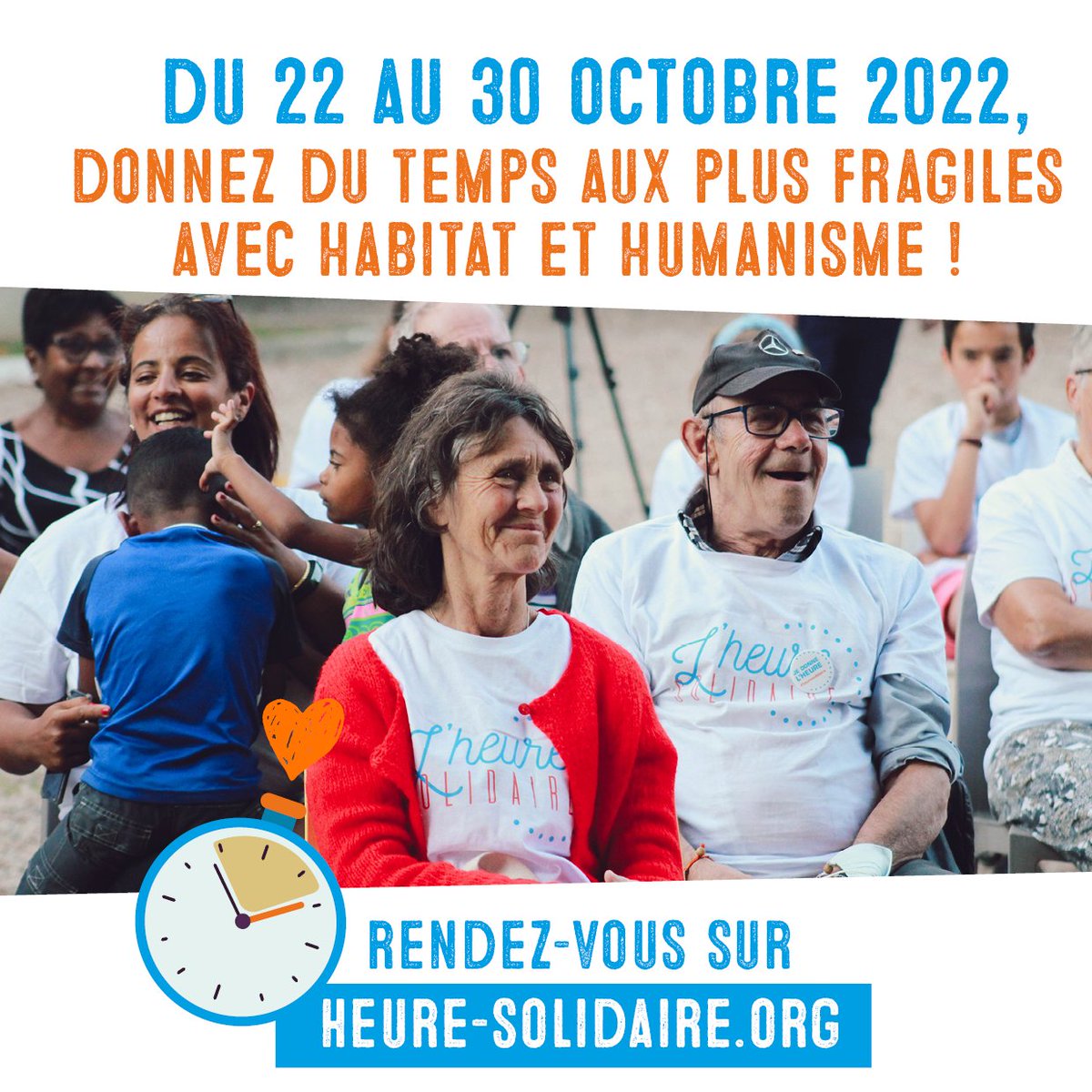 J-30 de l'#HeureSolidaire ⏰ ! Du 22 au 30 octobre, à l’occasion du changement d’heure, <a href="/HabitatetHumani/">Habitat et Humanisme</a> invite personnalités, grand public et entreprises à se mobiliser pour donner une heure de leur temps aux plus fragiles 💙.

👀 Les éditions passées ➜ heure-solidaire.org