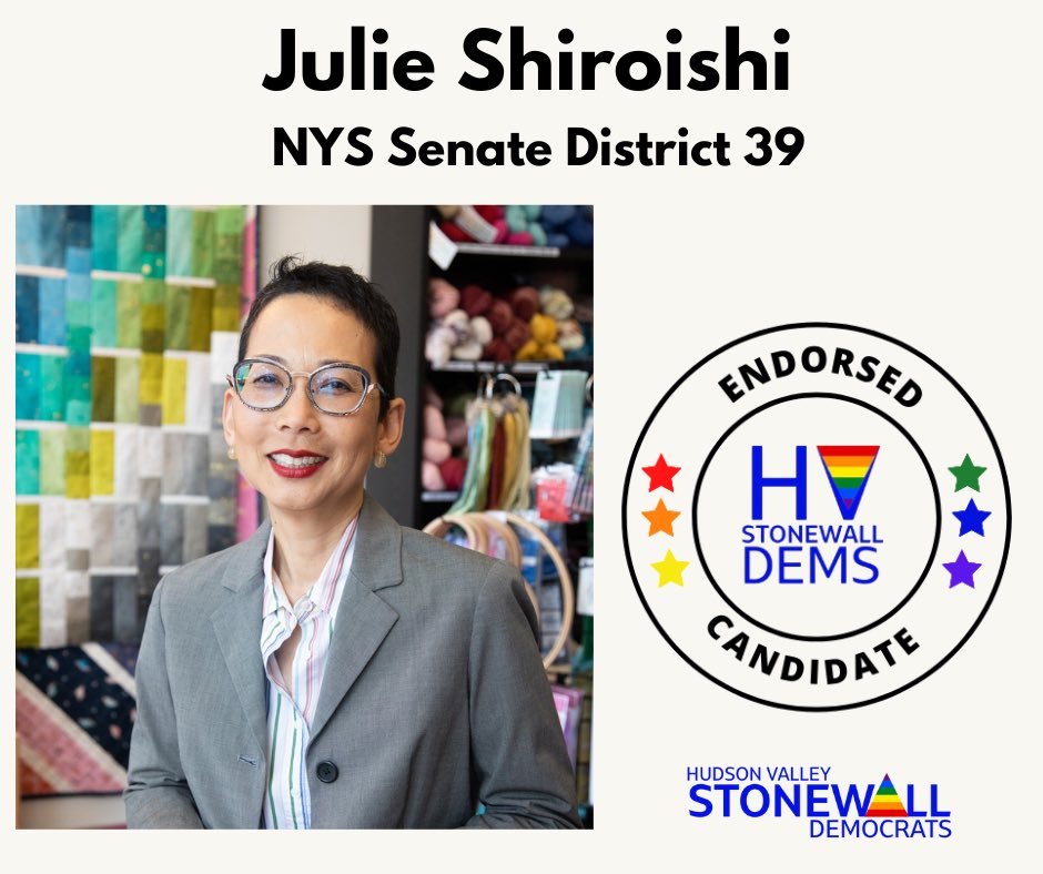 The HVSD endorse Julie Shiroishi for New York State Senate in the 39th District. <a href="/julie4ny/">Julie Shiroishi</a> <a href="/DutchessDems/">Dutchess County Dems</a>