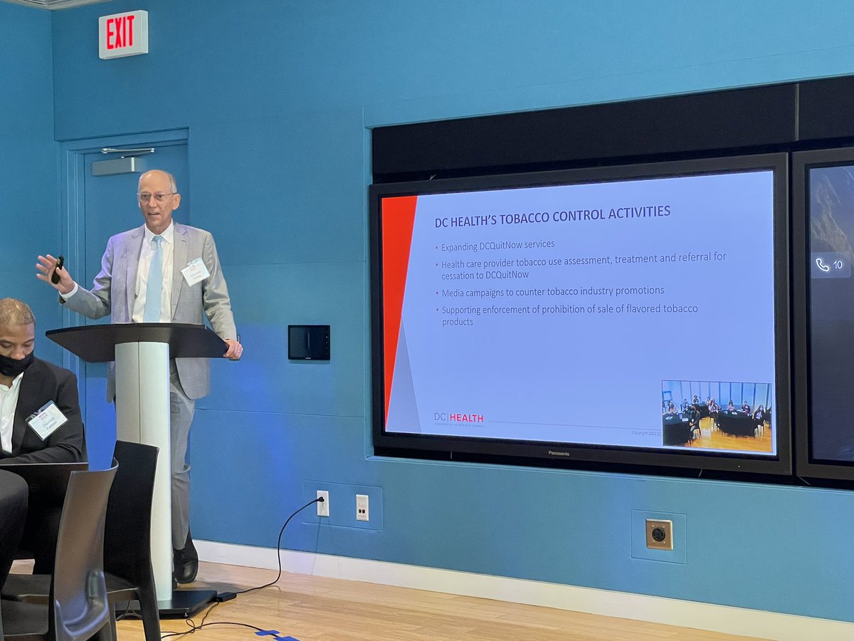 AshOrg's tweet photo. Dr. Farley @_DCHealth: So here’s where we need to focus, helping folks quit, enforcing the flavors ban when it goes into force and media campaigns.

#dcquits @tobaccofreedc https://t.co/A8fUtm7Nvb