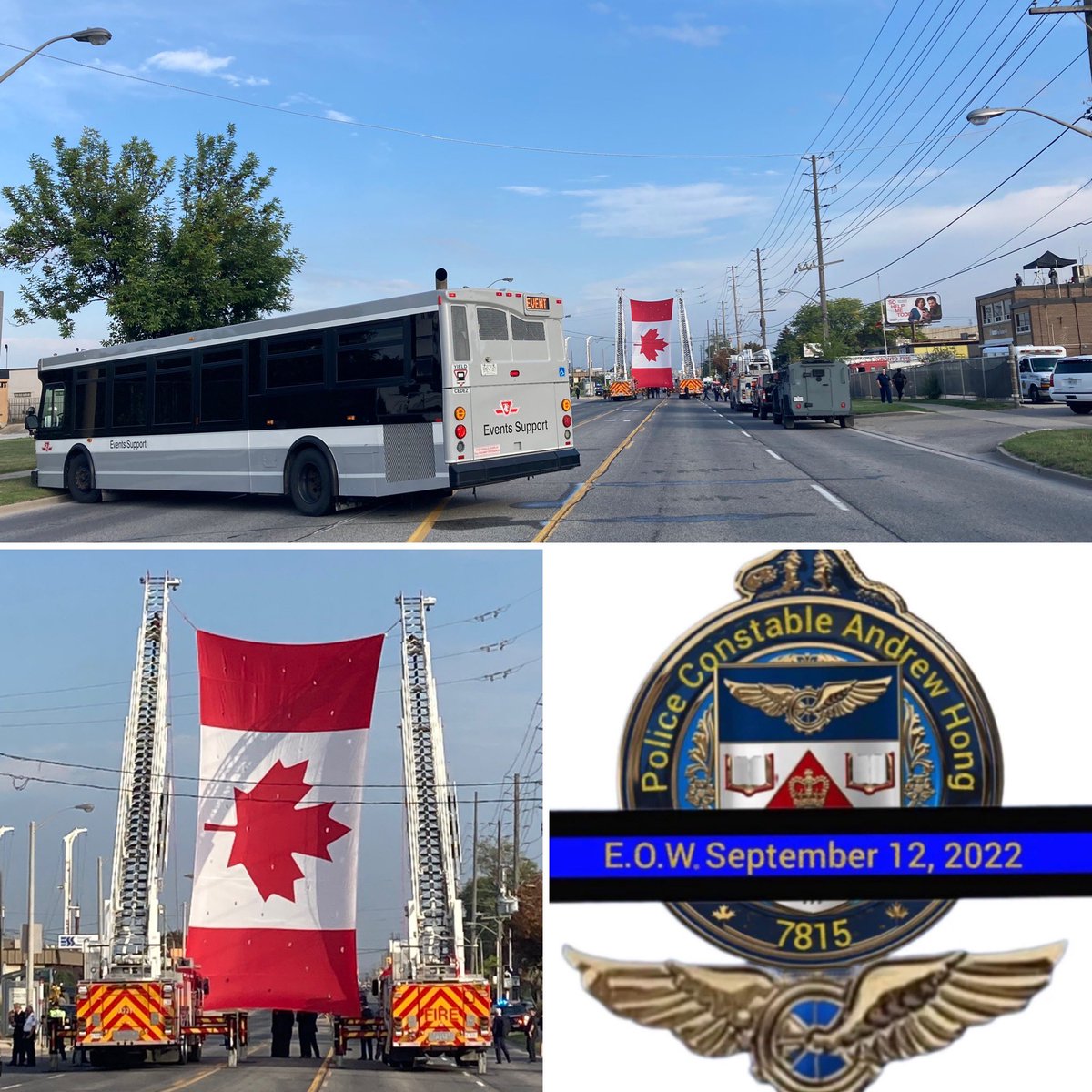 TTCVitti's tweet photo. Yesterday I got to assist in ensuring the safety of @TPSOperations funeral for our fallen hero, Andrew Hong #7815. It was an honour to be part of this day watching thousands of officers and first responders pay their respects. #HeroesInLife #RestinPeace https://t.co/Xt3EE04s01