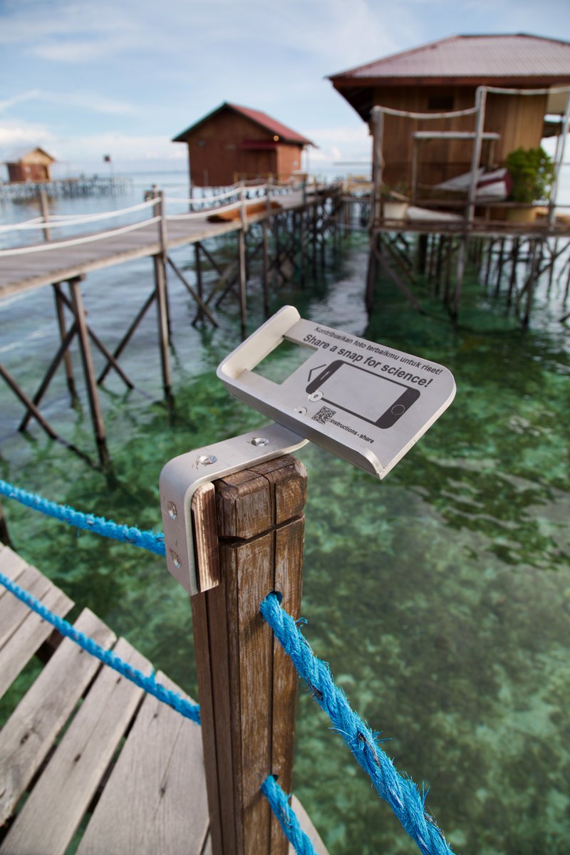 Penyuku's tweet photo. Our first #SEASNAP frames are installed on the islands of #Derawan and Maratua in Indonesia. From these frames citizen scientists can make photos that help capture the change in #seagrass (&amp; the occasional passing #turtle -> photo) with Prama &amp; Hafizt Info https://t.co/rzWNn9Wd2K https://t.co/RDCW3xQFNO