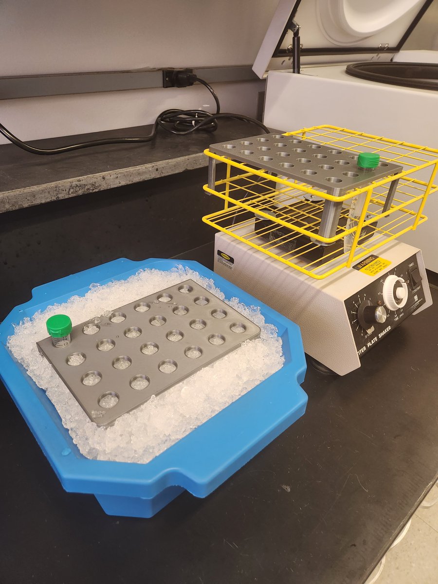 thingiverse.com/thing:5509960

How dumb is it that those vortexer attachments for 15 mL tubes is &gt;$100? This one costs &lt;$1 to print and can be retrofitted onto old orbital shakers. Bonus: it's free standing and you can shove it into ice!