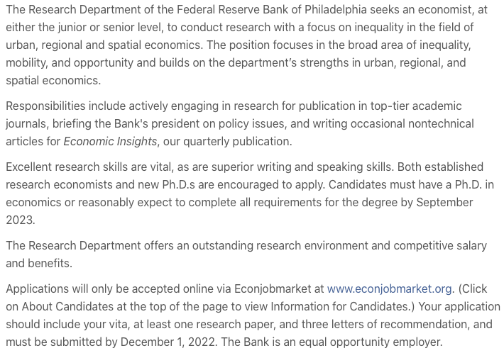 Jeffrey Lin on Twitter: "My group is seeking an economist, at either the  junior or senior level, to conduct research with a focus on inequality in  the field of urban, regional and