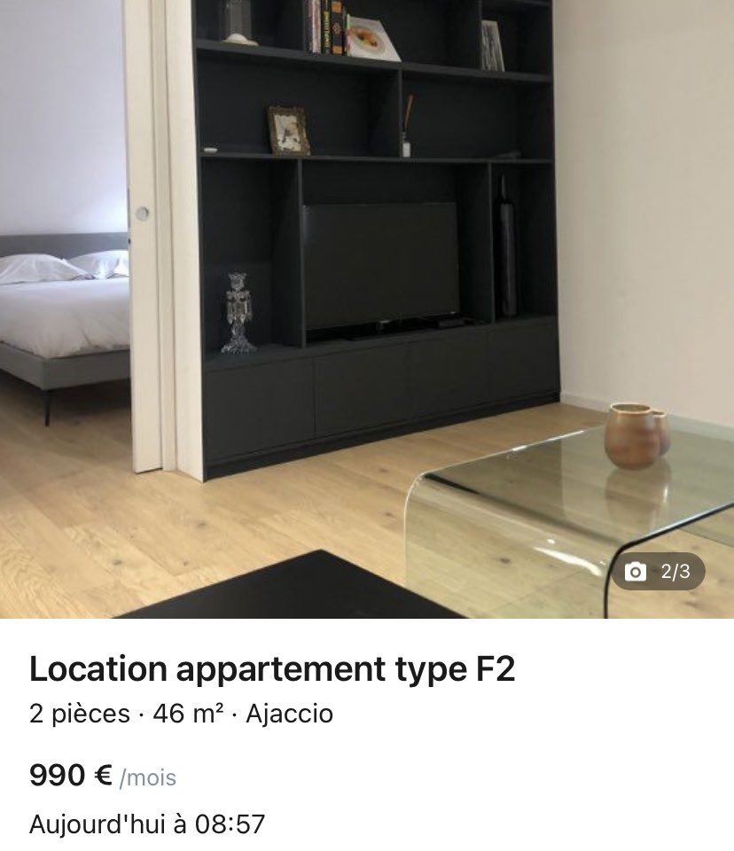 Opportunité à saisir 🚨🚨
 
À #Ajaccio, immense F2 de 46m2 en location jusqu’au 30 juin 2023

Prix : 990€/mois