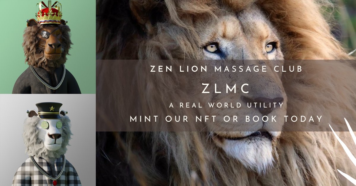 🏆 $100 CAD | 48 hours 🏆

$50 CAD ♥️ + RT + follow <a href="/ZenLionNFT/">Zen Lion Massage Club 🦁 ZLMC</a>
$50 CAD ♥️ + RT 📌

Mobile massage on-demand 💆🏽‍♀️
🇨🇦 🇺🇸 200+ cities served

Mint a Zen Lion 🦁 zenlion.ca

#ZenLionNFT #ZLMC #NFT #Giveaways #NFTdrops