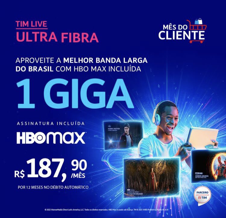 gyn_tim's tweet photo. TIM LIVE ULTRAFIBRA 

1 Giga de ultravelocidade 
• Modem Wi-Fi 6 grátis 
• velocidade contratada garantida e atestada na instalação!
Assinatura incluídas :
HBO Max -Paramount-+ -Deezer Premium - Band News/Sports - Ampli Cursos -Tim Games PC - Audiobooks R$187,90 
62 982517700👨🏽‍💻 https://t.co/ZSrEVaxQof